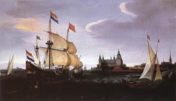 亨德裡尅 科內利斯 維姆 Arrival of a Dutch Three-master at Schloss Kronberg 亨德裡尅 科內利斯 維姆 Arrival of a Dutch Three-master at Schloss Kronberg